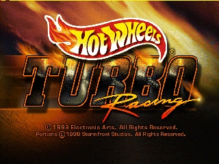 Hot Wheels Turbo Racing title screen for Nintendo 64